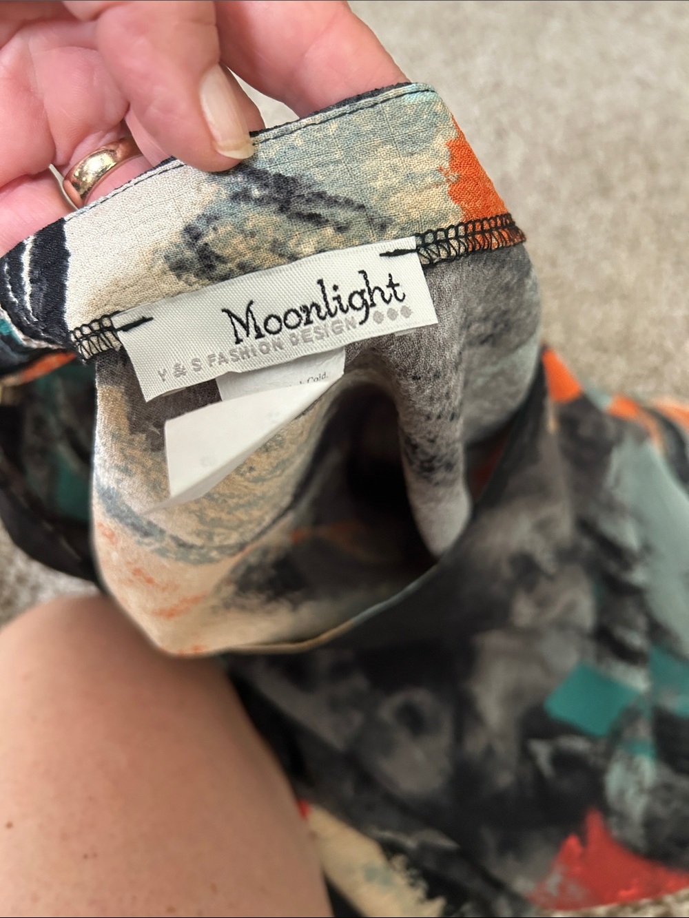 Moonlight Women's Abstract Print Top in Teal and Orange